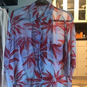 A Peace Treaty red/blue top and crop pants. XS/S